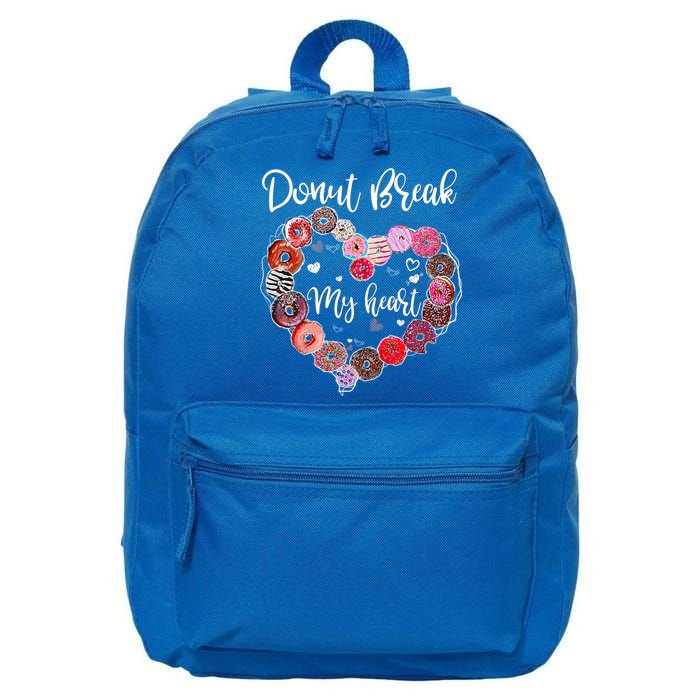 Donut Break My Heart Valentine's Day And For Donuts Great Gift 16 in Basic Backpack