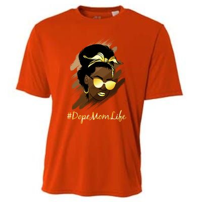 Dope Black Melanin Mom Messy Bun Life Great Gift Cooling Performance Crew T-Shirt