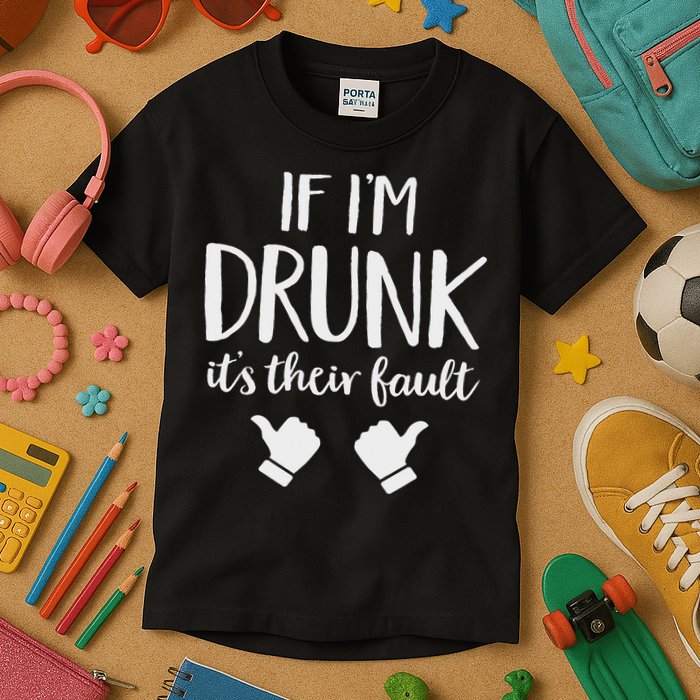 Drunk Blame Matching Couples Stuff If I'm Drunk It's Their Fault  Kids T-Shirt