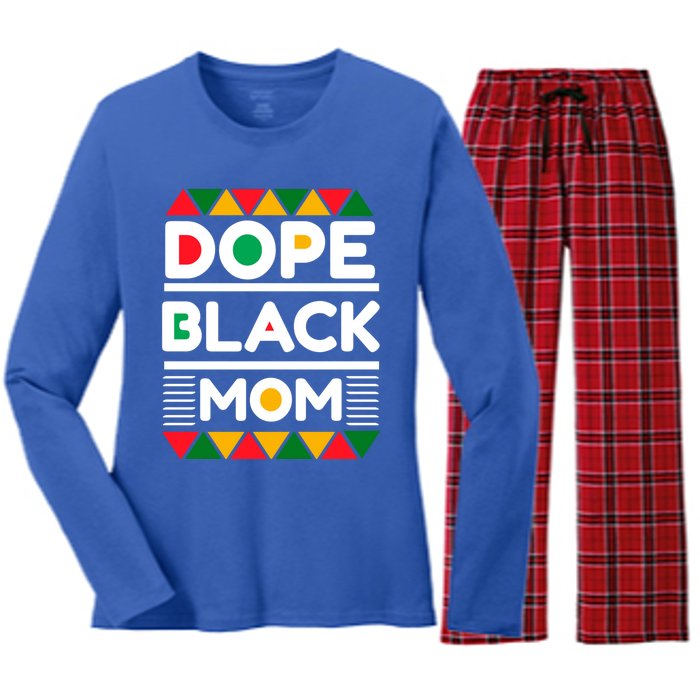 Dope Black Mom Mothers Day African American S Moms Gift Women's Long Sleeve Flannel Pajama Set 