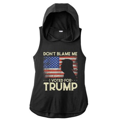 Don't Blame Me I Voted For Trump 4th Of July Retro USA Flag Ladies PosiCharge Tri-Blend Wicking Draft Hoodie Tank