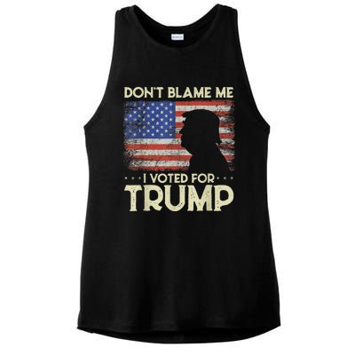 Don't Blame Me I Voted For Trump 4th Of July Retro USA Flag Ladies PosiCharge Tri-Blend Wicking Tank