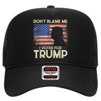 Don't Blame Me I Voted For Trump 4th Of July Retro USA Flag High Crown Mesh Back Trucker Hat