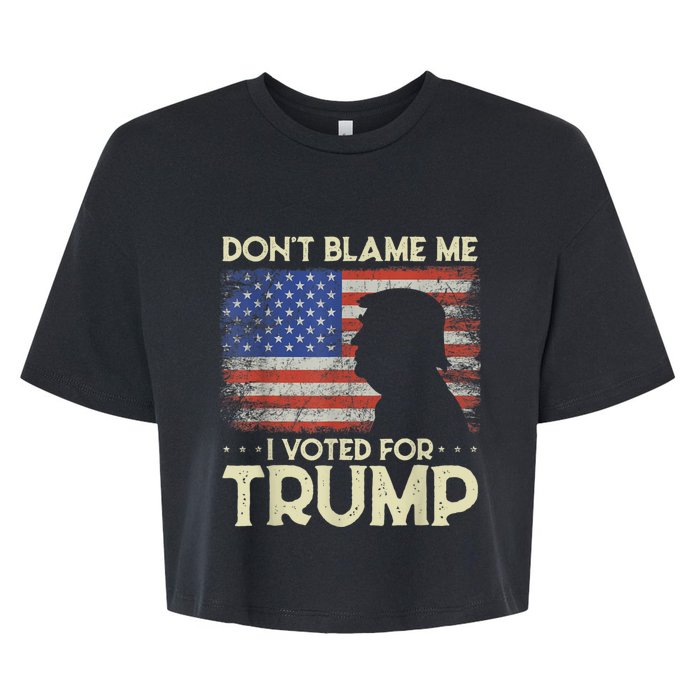 Don't Blame Me I Voted For Trump 4th Of July Retro USA Flag Bella+Canvas Jersey Crop Tee