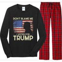 Don't Blame Me I Voted For Trump 4th Of July Retro USA Flag Long Sleeve Pajama Set