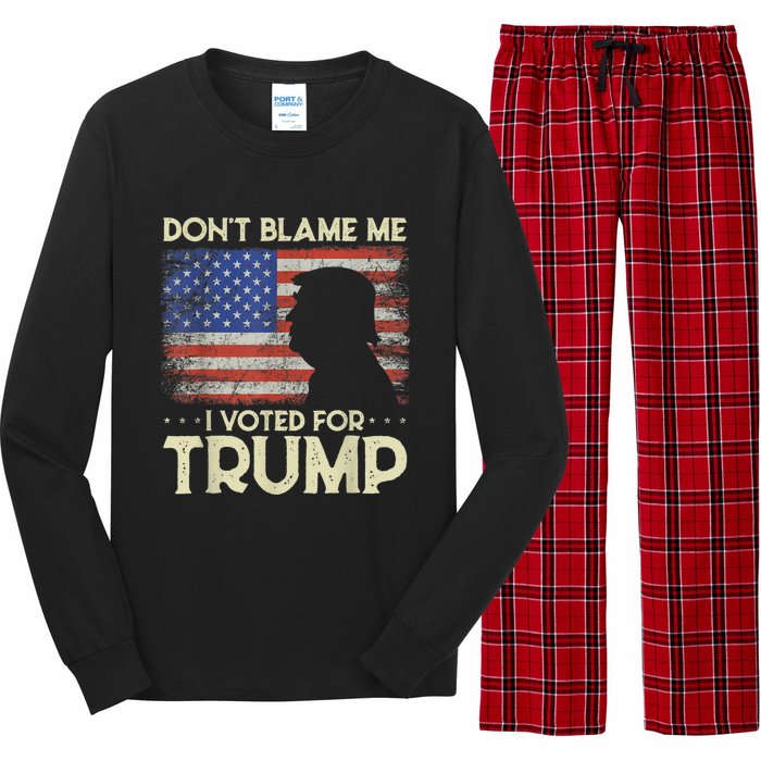 Don't Blame Me I Voted For Trump 4th Of July Retro USA Flag Long Sleeve Pajama Set