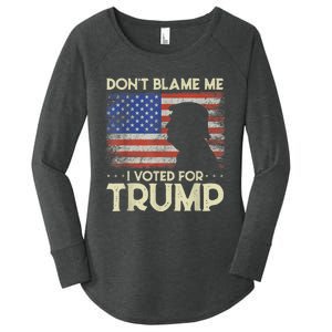 Don't Blame Me I Voted For Trump 4th Of July Retro USA Flag Women's Perfect Tri Tunic Long Sleeve Shirt