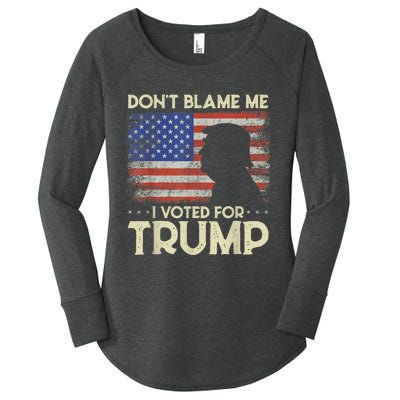 Don't Blame Me I Voted For Trump 4th Of July Retro USA Flag Women's Perfect Tri Tunic Long Sleeve Shirt