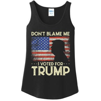 Don't Blame Me I Voted For Trump 4th Of July Retro USA Flag Ladies Essential Tank