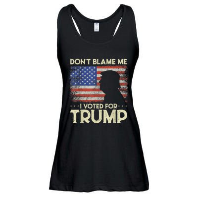 Don't Blame Me I Voted For Trump 4th Of July Retro USA Flag Ladies Essential Flowy Tank