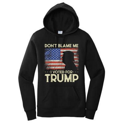 Don't Blame Me I Voted For Trump 4th Of July Retro USA Flag Women's Pullover Hoodie