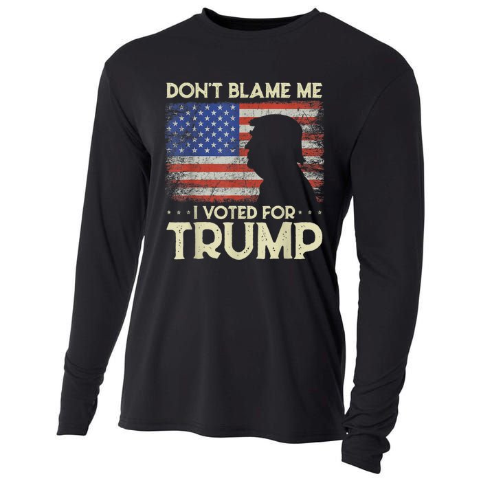 Don't Blame Me I Voted For Trump 4th Of July Retro USA Flag Cooling Performance Long Sleeve Crew