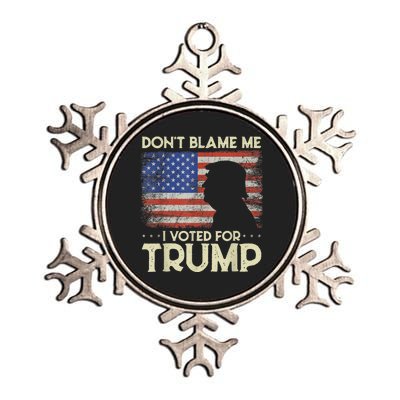 Don't Blame Me I Voted For Trump 4th Of July Retro USA Flag Metallic Star Ornament