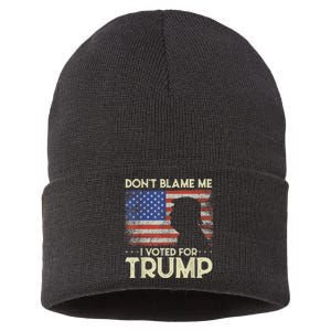 Don't Blame Me I Voted For Trump 4th Of July Retro USA Flag Sustainable Knit Beanie