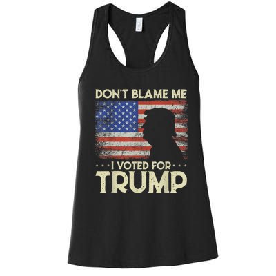 Don't Blame Me I Voted For Trump 4th Of July Retro USA Flag Women's Racerback Tank