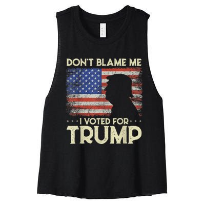 Don't Blame Me I Voted For Trump 4th Of July Retro USA Flag Women's Racerback Cropped Tank