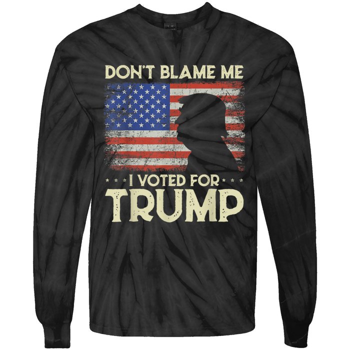 Don't Blame Me I Voted For Trump 4th Of July Retro USA Flag Tie-Dye Long Sleeve Shirt