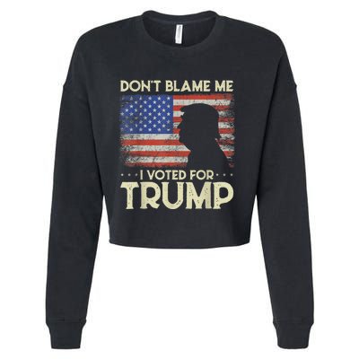 Don't Blame Me I Voted For Trump 4th Of July Retro USA Flag Cropped Pullover Crew