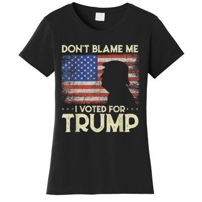 Don't Blame Me I Voted For Trump 4th Of July Retro USA Flag Women's T-Shirt