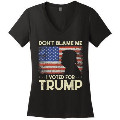 Don't Blame Me I Voted For Trump 4th Of July Retro USA Flag Women's V-Neck T-Shirt