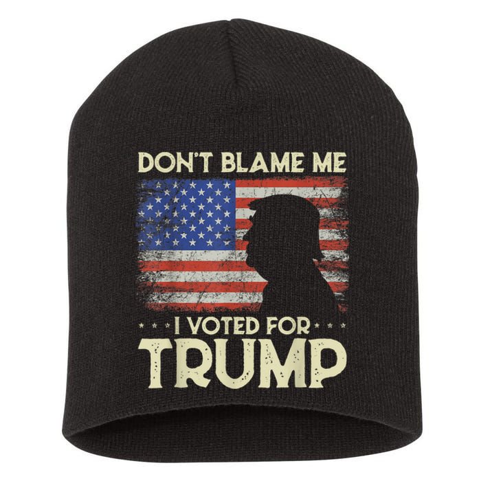 Don't Blame Me I Voted For Trump 4th Of July Retro USA Flag Short Acrylic Beanie