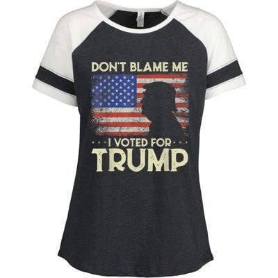 Don't Blame Me I Voted For Trump 4th Of July Retro USA Flag Enza Ladies Jersey Colorblock Tee