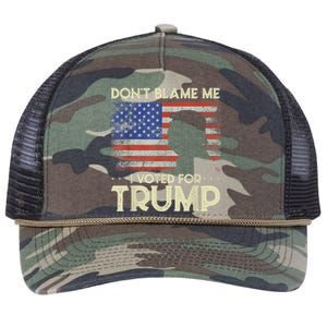 Don't Blame Me I Voted For Trump 4th Of July Retro USA Flag Retro Rope Trucker Hat Cap