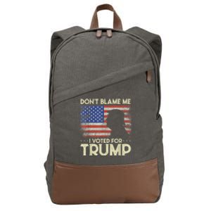 Don't Blame Me I Voted For Trump 4th Of July Retro USA Flag Cotton Canvas Backpack