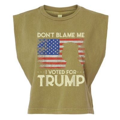 Don't Blame Me I Voted For Trump 4th Of July Retro USA Flag Garment-Dyed Women's Muscle Tee