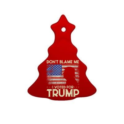 Don't Blame Me I Voted For Trump 4th Of July Retro USA Flag Ceramic Tree Ornament