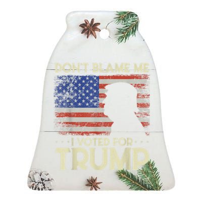 Don't Blame Me I Voted For Trump 4th Of July Retro USA Flag Ceramic Bell Ornament