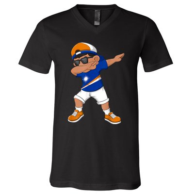 Dabbing Boy Marshall Islands Flag Dab Dance V-Neck T-Shirt