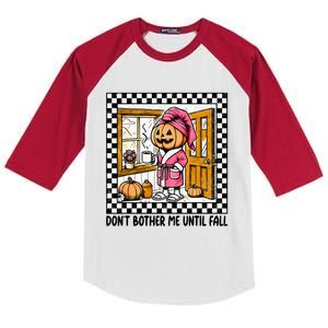 DonT Bother Me Until Fall Halloween Boo Pumpkin Patch Ghost Kids Colorblock Raglan Jersey