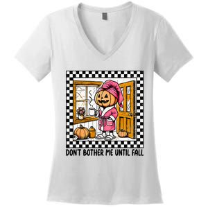 DonT Bother Me Until Fall Halloween Boo Pumpkin Patch Ghost Women's V-Neck T-Shirt