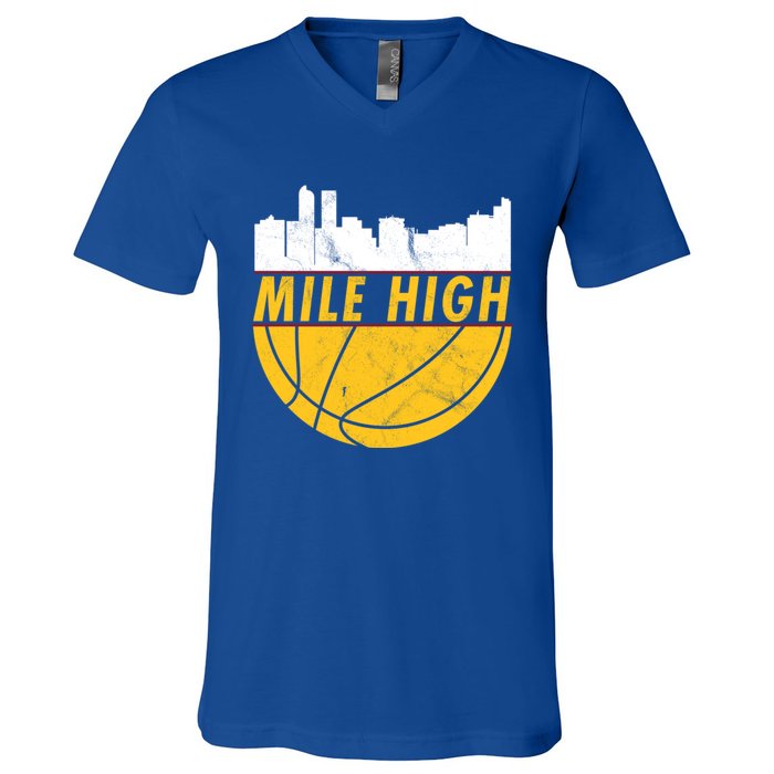 Denver Basketball Mile High 5280 V-Neck T-Shirt