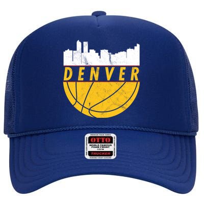 Denver Basketball Mile High 5280 Denver  High Crown Mesh Back Trucker Hat