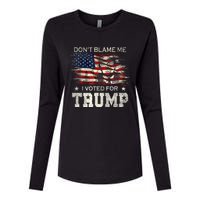 Don't Blame Me I Voted For Trump Distressed Vintage Flag Womens Cotton Relaxed Long Sleeve T-Shirt