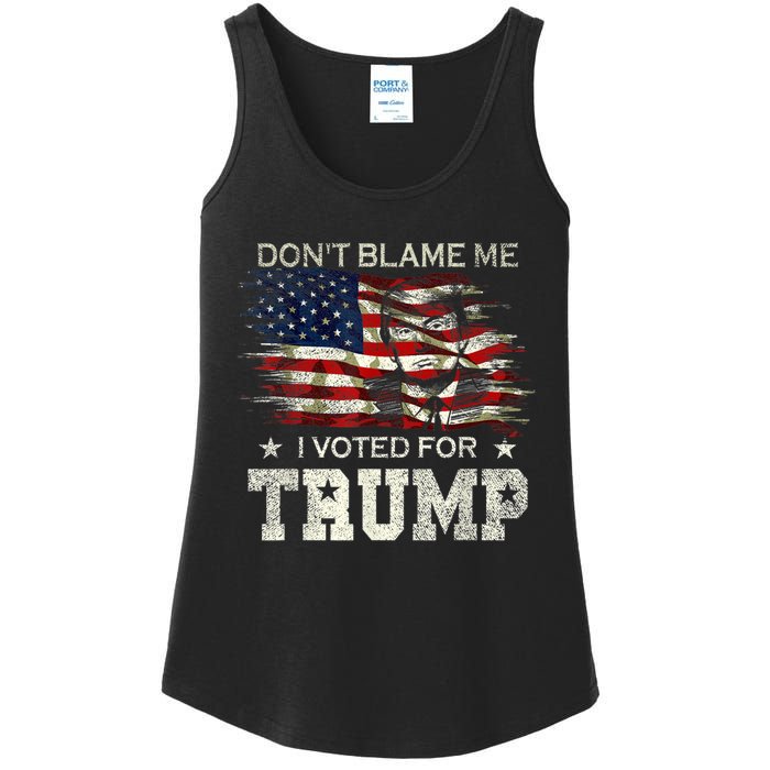 Don't Blame Me I Voted For Trump Distressed Vintage Flag Ladies Essential Tank