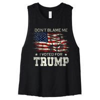 Don't Blame Me I Voted For Trump Distressed Vintage Flag Women's Racerback Cropped Tank