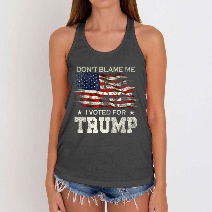 Don't Blame Me I Voted For Trump Distressed Vintage Flag Women's Knotted Racerback Tank