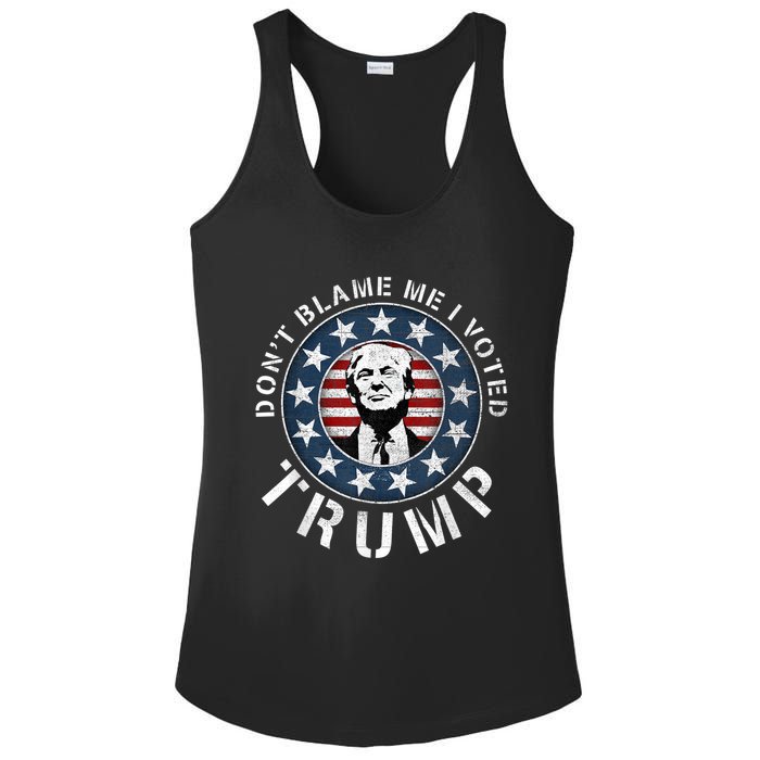 Dont Blame Me I Voted For Trump Pro Republican American Flag Ladies PosiCharge Competitor Racerback Tank