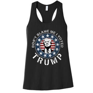 Dont Blame Me I Voted For Trump Pro Republican American Flag Women's Racerback Tank