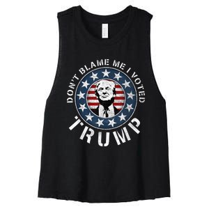 Dont Blame Me I Voted For Trump Pro Republican American Flag Women's Racerback Cropped Tank