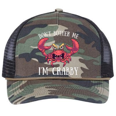 Don't Bother Me I'm Crabby Crab Lover Pun Cranky Retro Rope Trucker Hat Cap