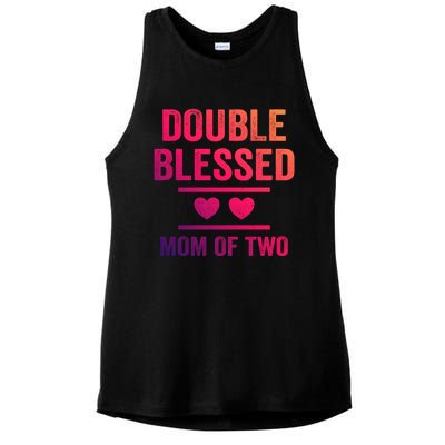 Double Blessed Mom Of Two Blessed Mom Mother Gift Ladies PosiCharge Tri-Blend Wicking Tank