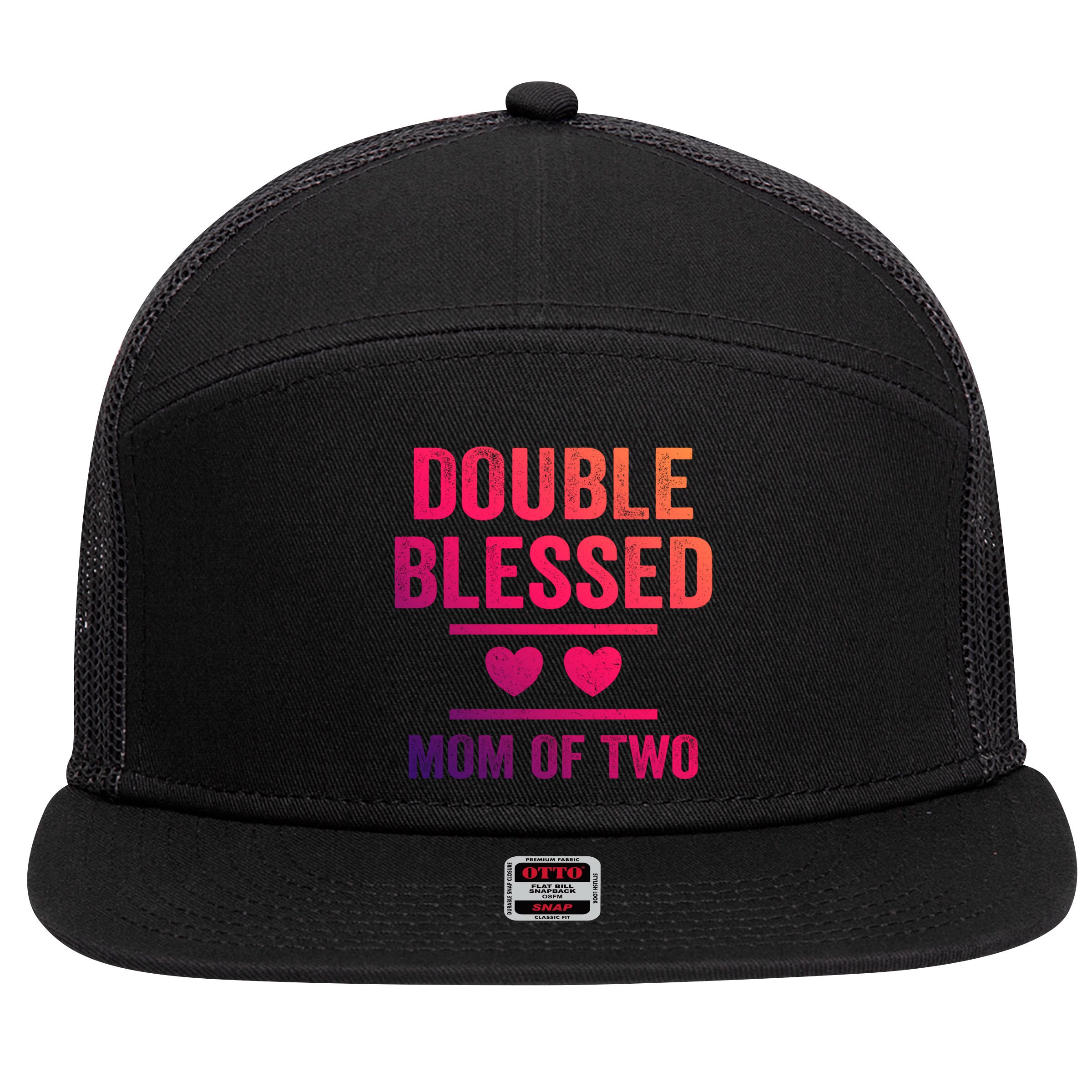 Double Blessed Mom Of Two Blessed Mom Mother Gift 7 Panel Mesh Trucker Snapback Hat