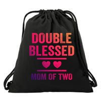 Double Blessed Mom Of Two Blessed Mom Mother Gift Drawstring Bag