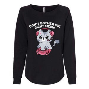 Dont Bother Me Right Meow Funny Video Gamer And Cat Lover Womens California Wash Sweatshirt