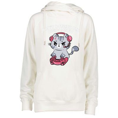 Dont Bother Me Right Meow Funny Video Gamer And Cat Lover Womens Funnel Neck Pullover Hood