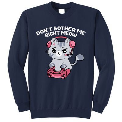 Dont Bother Me Right Meow Funny Video Gamer And Cat Lover Tall Sweatshirt